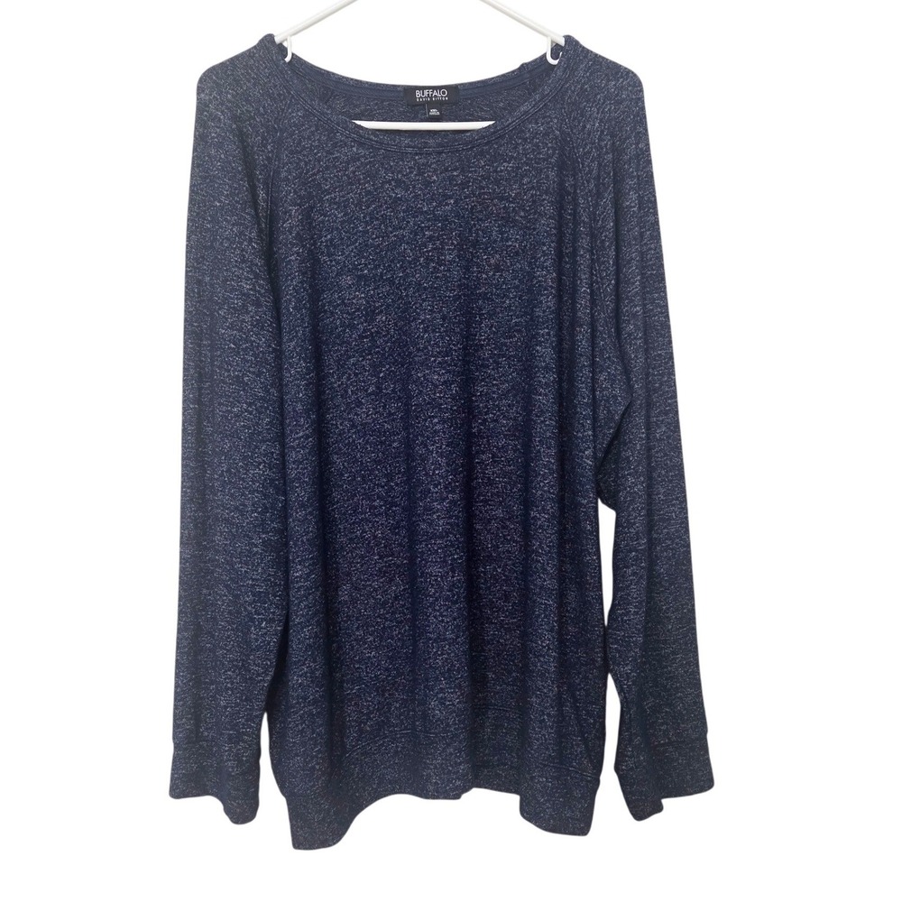 Buffalo David Bitton Womens XXL Navy Blue Marl Raglan Long Sleeve Top Pullover